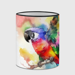 Кружка 3D Разноцветный акварельный попугай, цвет: 3D-черный кант — фото 2