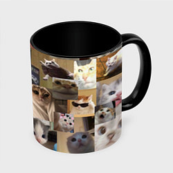 Кружка 3D Мемные котики, цвет: 3D-белый + черный