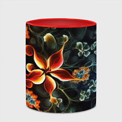 Кружка 3D Абстрактные цветы, цвет: 3D-белый + красный — фото 2