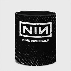 Кружка 3D Nine Inch Nails с потертостями на темном фоне, цвет: 3D-белый + черный — фото 2