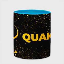 Кружка 3D Quake - gold gradient: надпись и символ, цвет: 3D-белый + небесно-голубой — фото 2