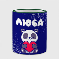 Кружка 3D Люба панда с сердечком, цвет: 3D-зеленый кант — фото 2