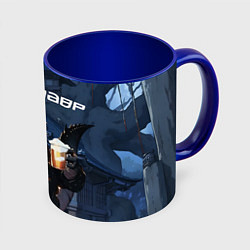 Кружка 3D Аниме Пивозавр, цвет: 3D-белый + синий