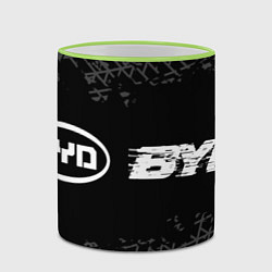 Кружка 3D BYD speed на темном фоне со следами шин: надпись и, цвет: 3D-светло-зеленый кант — фото 2