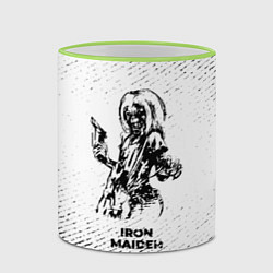Кружка 3D Iron Maiden с потертостями на светлом фоне, цвет: 3D-светло-зеленый кант — фото 2