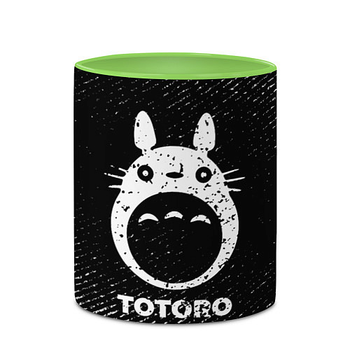 Кружка цветная Totoro с потертостями на темном фоне / 3D-Белый + светло-зеленый – фото 2