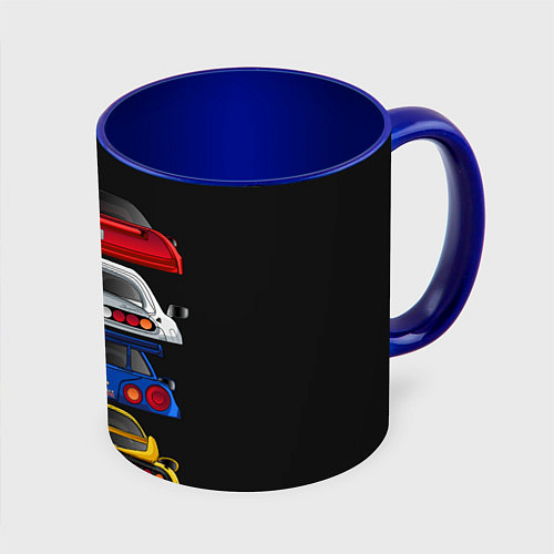 Кружка цветная Тойота, Ниссан, Хонда, Скайлайн / 3D-Белый + синий – фото 1