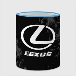 Кружка 3D Lexus speed на темном фоне со следами шин, цвет: 3D-небесно-голубой кант — фото 2