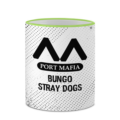Кружка цветная Bungo Stray Dogs glitch на светлом фоне / 3D-Светло-зеленый кант – фото 2