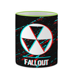 Кружка 3D Fallout в стиле glitch и баги графики на темном фо, цвет: 3D-светло-зеленый кант — фото 2
