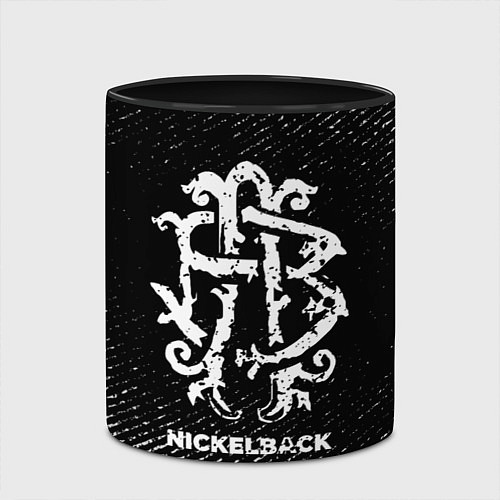 Кружка цветная Nickelback с потертостями на темном фоне / 3D-Белый + черный – фото 2