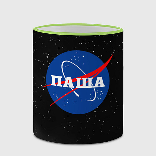 Кружка цветная Паша Наса космос / 3D-Светло-зеленый кант – фото 2