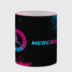 Кружка 3D Mercedes - neon gradient: надпись и символ, цвет: 3D-розовый кант — фото 2