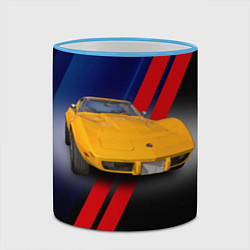 Кружка 3D Классический спорткар Chevrolet Corvette Stingray, цвет: 3D-небесно-голубой кант — фото 2