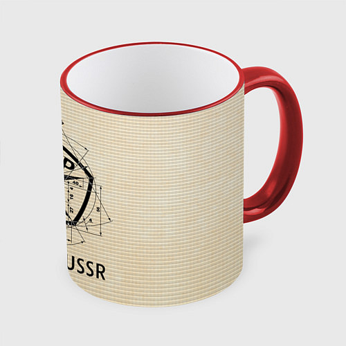 Кружка цветная Сделано в СССР знак качества / 3D-Красный кант – фото 1
