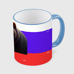 Кружка цветная Медведь на флаге России