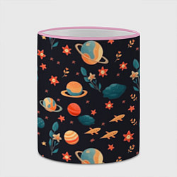 Кружка 3D Космос, звезды и цветы, цвет: 3D-розовый кант — фото 2