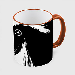 Кружка 3D Mercedes benz - white color, цвет: 3D-оранжевый кант