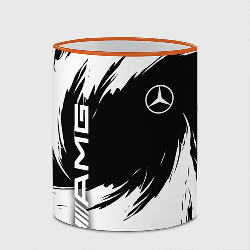 Кружка цветная Mercedes benz - white color / 3D-Оранжевый кант – фото 2