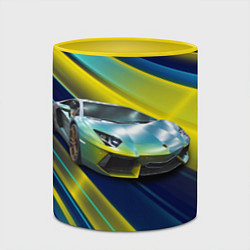 Кружка 3D Суперкар Lamborghini Reventon, цвет: 3D-белый + желтый — фото 2
