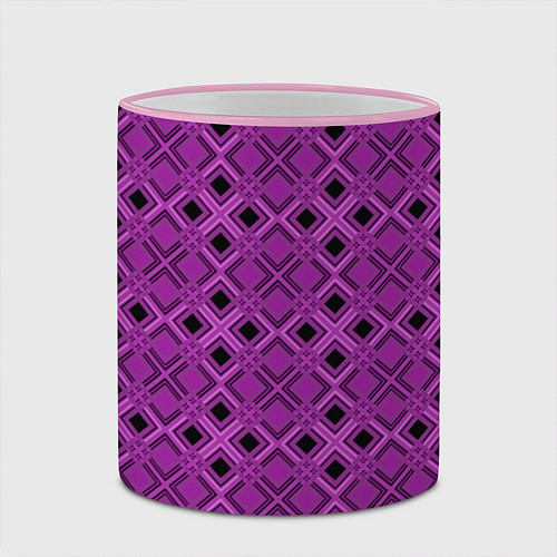 Кружка цветная Геометрический узор в пурпурных и лиловых тонах / 3D-Розовый кант – фото 2