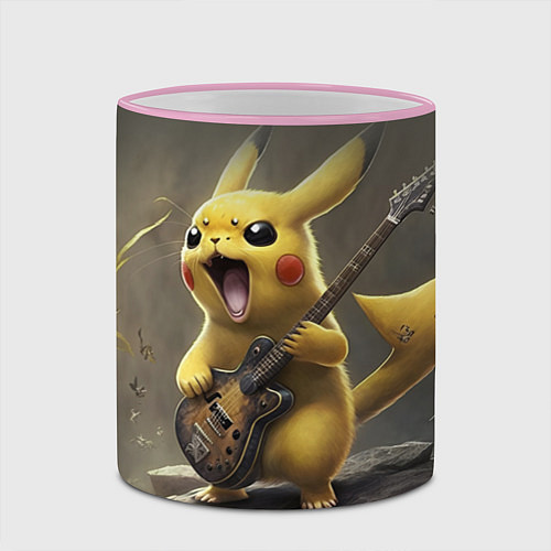 Кружка цветная Pikachu rock / 3D-Розовый кант – фото 2
