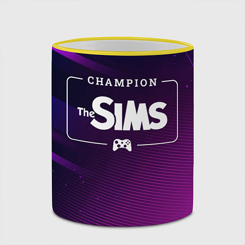 Кружка цветная The Sims gaming champion: рамка с лого и джойстико / 3D-Желтый кант – фото 2