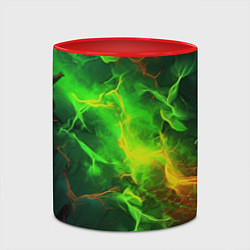 Кружка 3D Зеленое свечение молния, цвет: 3D-белый + красный — фото 2