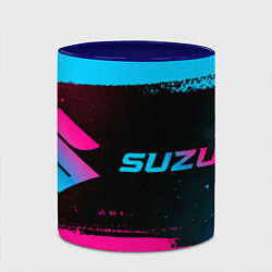 Кружка 3D Suzuki - neon gradient: надпись и символ, цвет: 3D-белый + синий — фото 2