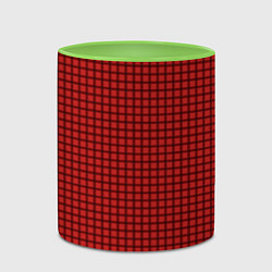 Кружка 3D Мелкая красная клетка, цвет: 3D-белый + светло-зеленый — фото 2