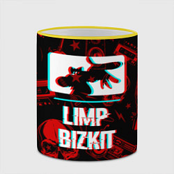 Кружка 3D Limp Bizkit rock glitch, цвет: 3D-желтый кант — фото 2
