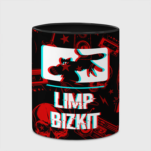Кружка цветная Limp Bizkit rock glitch / 3D-Белый + черный – фото 2