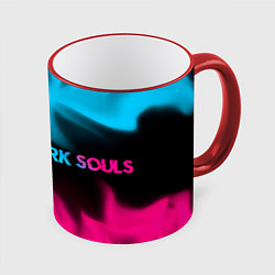 Кружка 3D Dark Souls - neon gradient: надпись и символ, цвет: 3D-красный кант