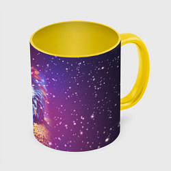 Кружка 3D Fantastic bird and starry space, цвет: 3D-белый + желтый