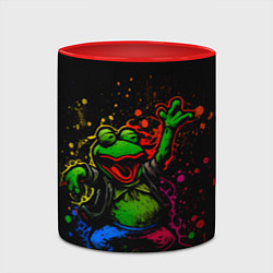 Кружка 3D Лягушонок Пепе веселится с граффити, цвет: 3D-белый + красный — фото 2