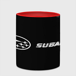 Кружка 3D Subaru speed на темном фоне со следами шин: надпис, цвет: 3D-белый + красный — фото 2