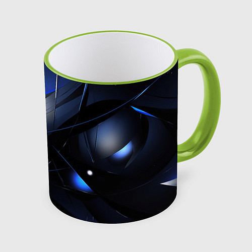 Кружка цветная Blue black background / 3D-Светло-зеленый кант – фото 1