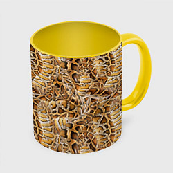 Кружка 3D Змеиный клубок, цвет: 3D-белый + желтый