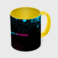 Кружка 3D Angels of Death - neon gradient: надпись и символ, цвет: 3D-белый + желтый