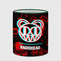 Кружка 3D Radiohead rock glitch, цвет: 3D-зеленый кант — фото 2