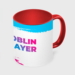 Кружка 3D Goblin Slayer neon gradient style: надпись и симво, цвет: 3D-белый + красный