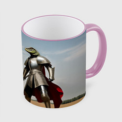 Кружка 3D Древний Рус против Ящера, цвет: 3D-розовый кант