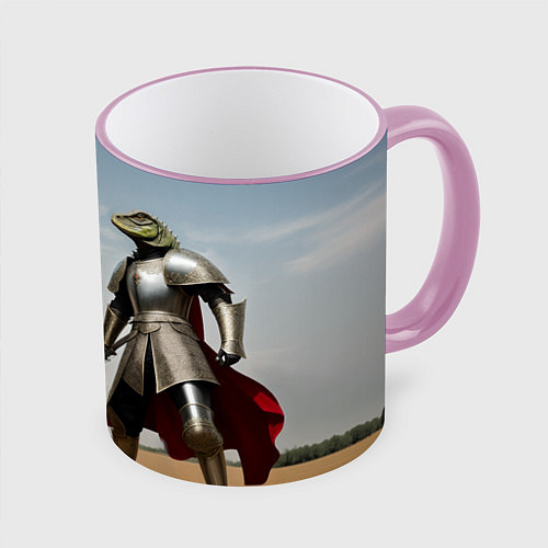 Кружка цветная Древний Рус против Ящера / 3D-Розовый кант – фото 1