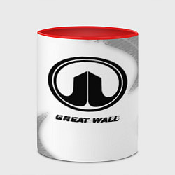 Кружка 3D Great Wall speed на светлом фоне со следами шин, цвет: 3D-белый + красный — фото 2