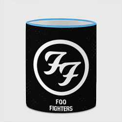 Кружка 3D Foo Fighters glitch на темном фоне, цвет: 3D-небесно-голубой кант — фото 2