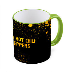 Кружка 3D Red Hot Chili Peppers - gold gradient: надпись и с, цвет: 3D-светло-зеленый кант