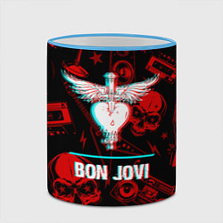 Кружка 3D Bon Jovi rock glitch, цвет: 3D-небесно-голубой кант — фото 2