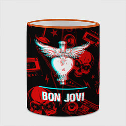 Кружка 3D Bon Jovi rock glitch, цвет: 3D-оранжевый кант — фото 2