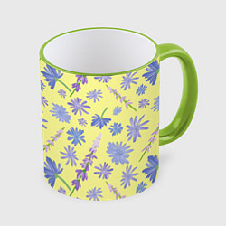 Кружка 3D Cute blue flowers, цвет: 3D-светло-зеленый кант
