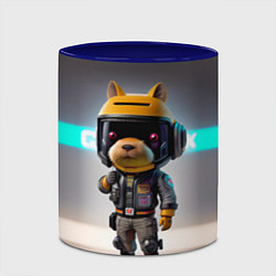 Кружка 3D Малютка-капибара - нейросеть - киберпанк, цвет: 3D-белый + синий — фото 2